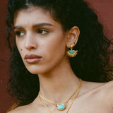 Sunrise Aqua Chalcedony Drop Stud Earrings