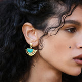 Sunrise Aqua Chalcedony Drop Stud Earrings