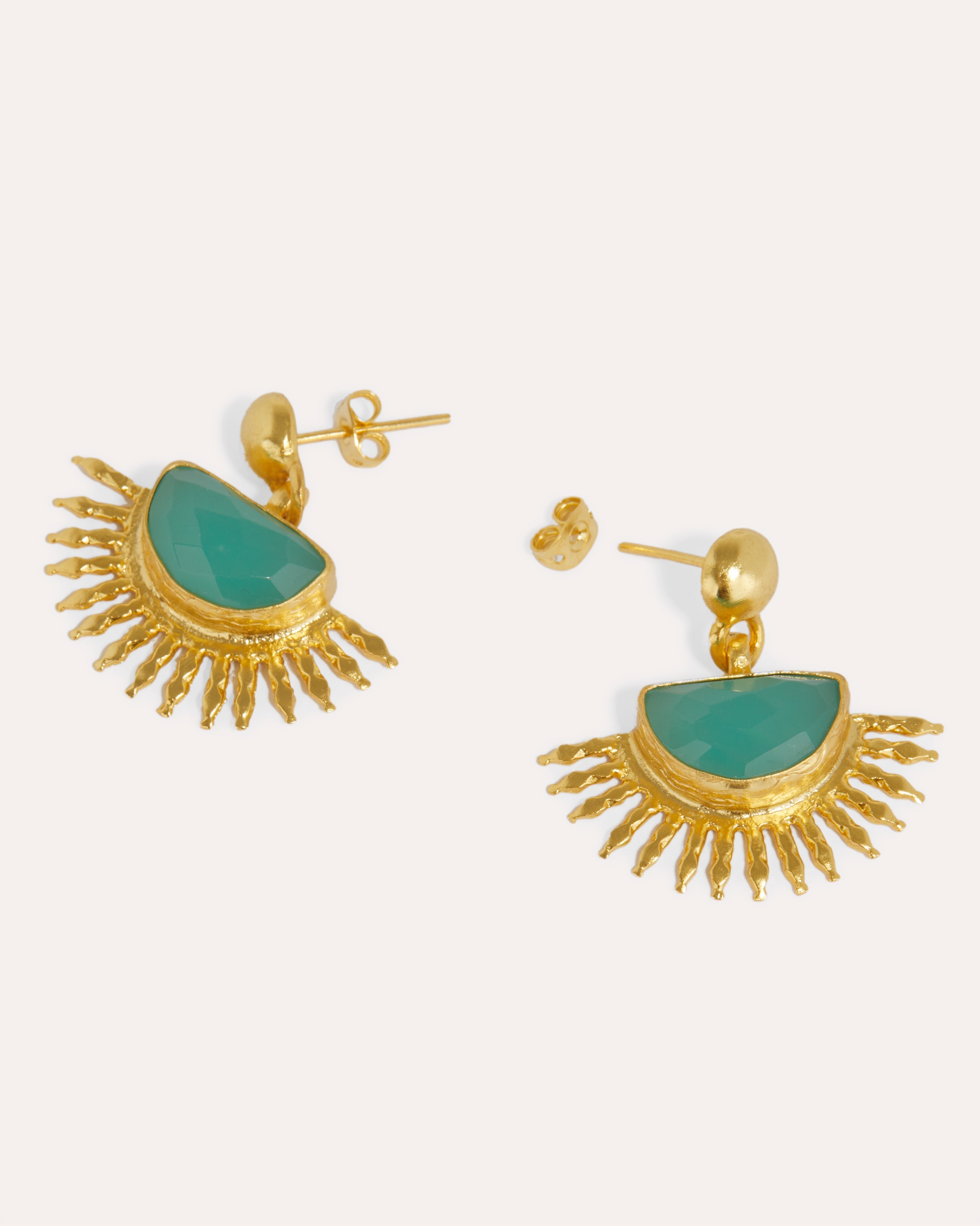 Sunrise Aqua Chalcedony Drop Stud Earrings | Sustainable Jewellery by Ottoman Hands