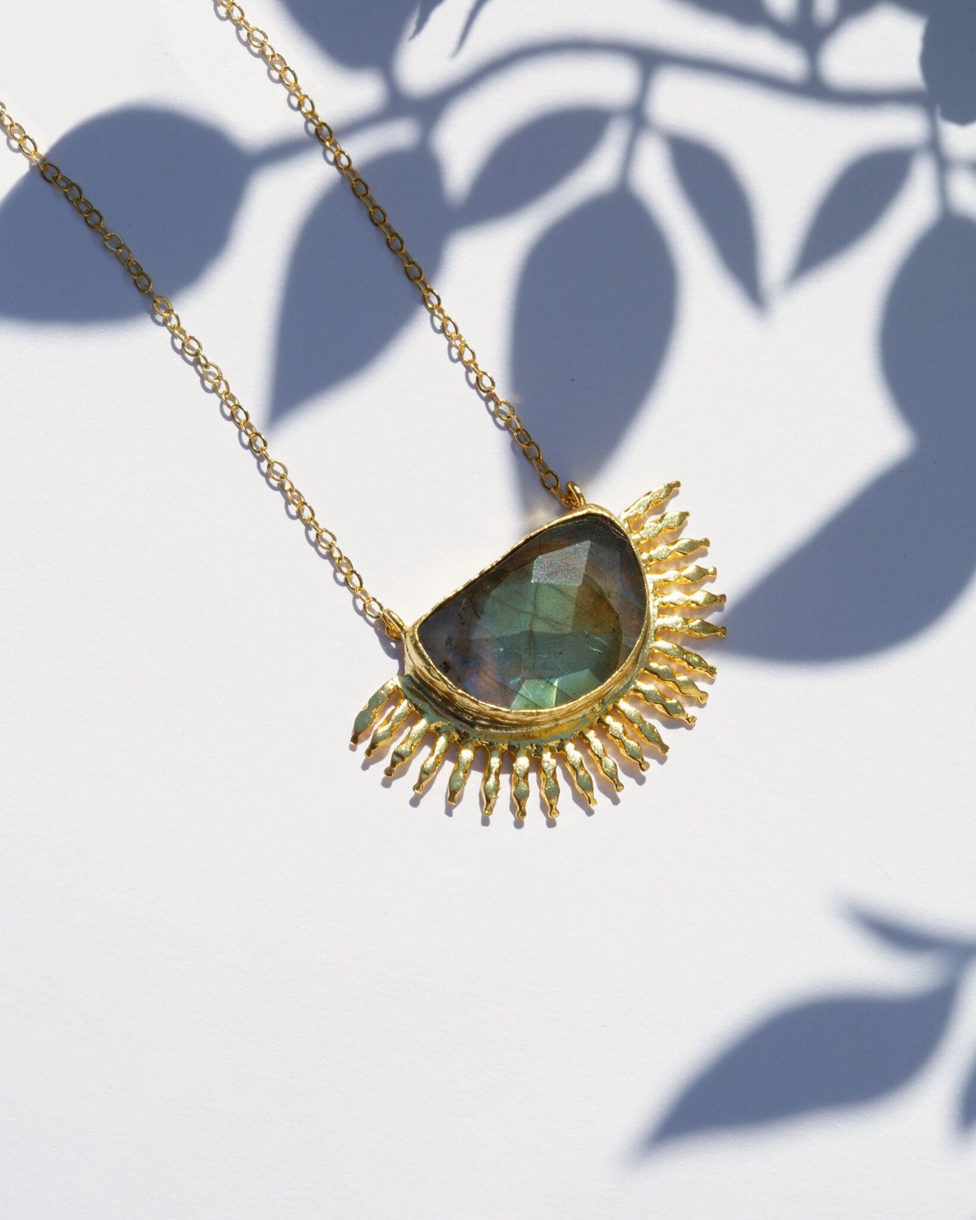 Ottoman hands Gemstone necklaces for women 3 Sunrise Labradorite Pendant Necklace