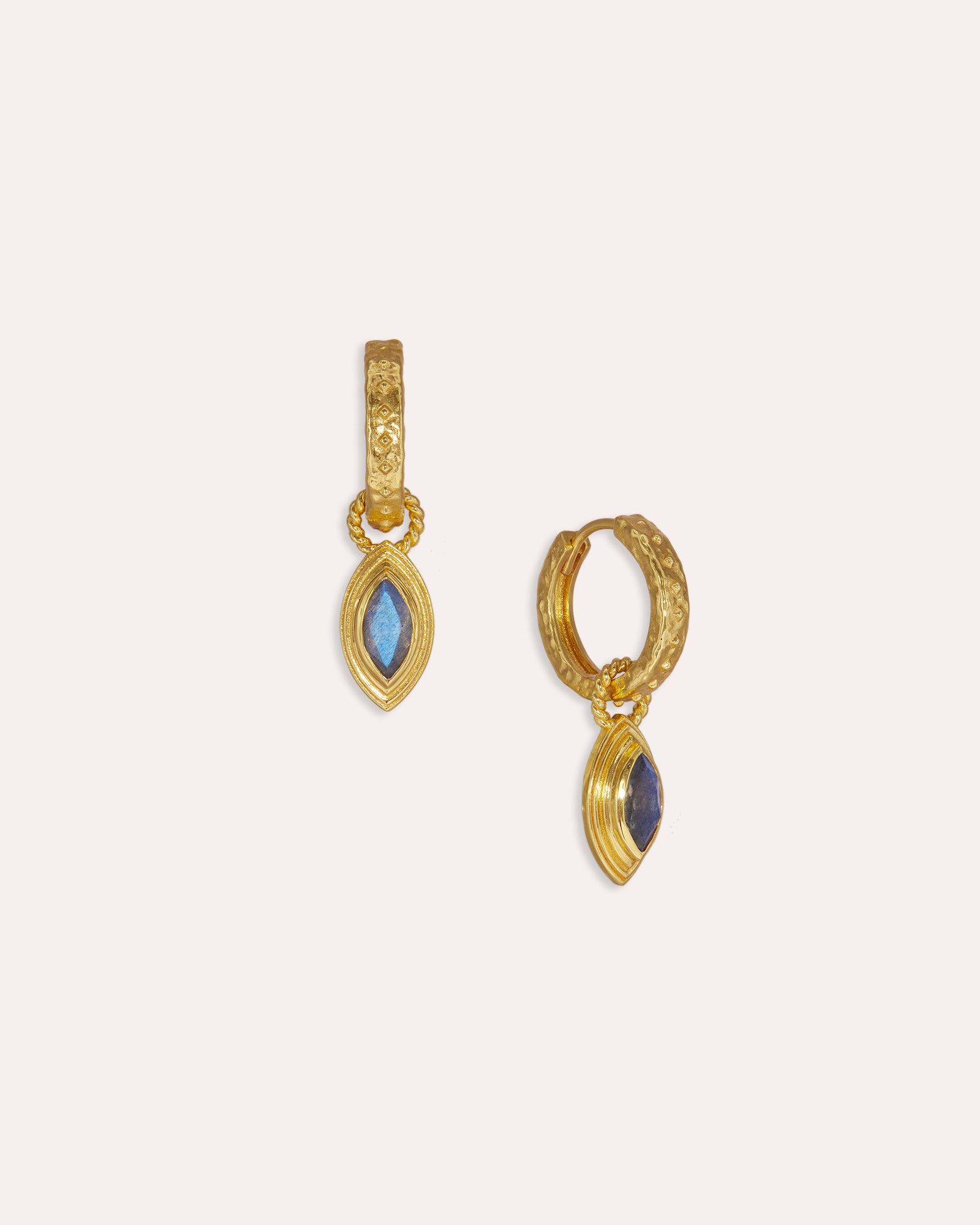 Marquise Labradorite Huggie Earrings | Sustainable Jewellery by Ottoman Hands