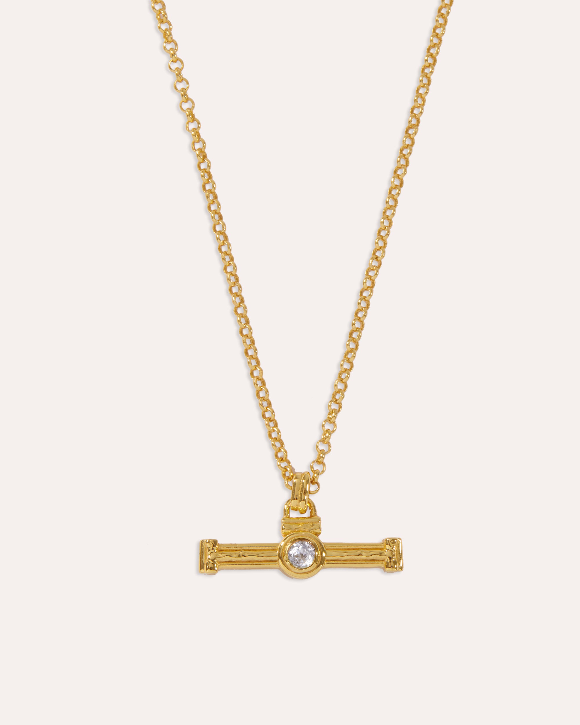 White Topaz Tennis T-Bar Necklace | Sustainable Jewellery by Ottoman Hands