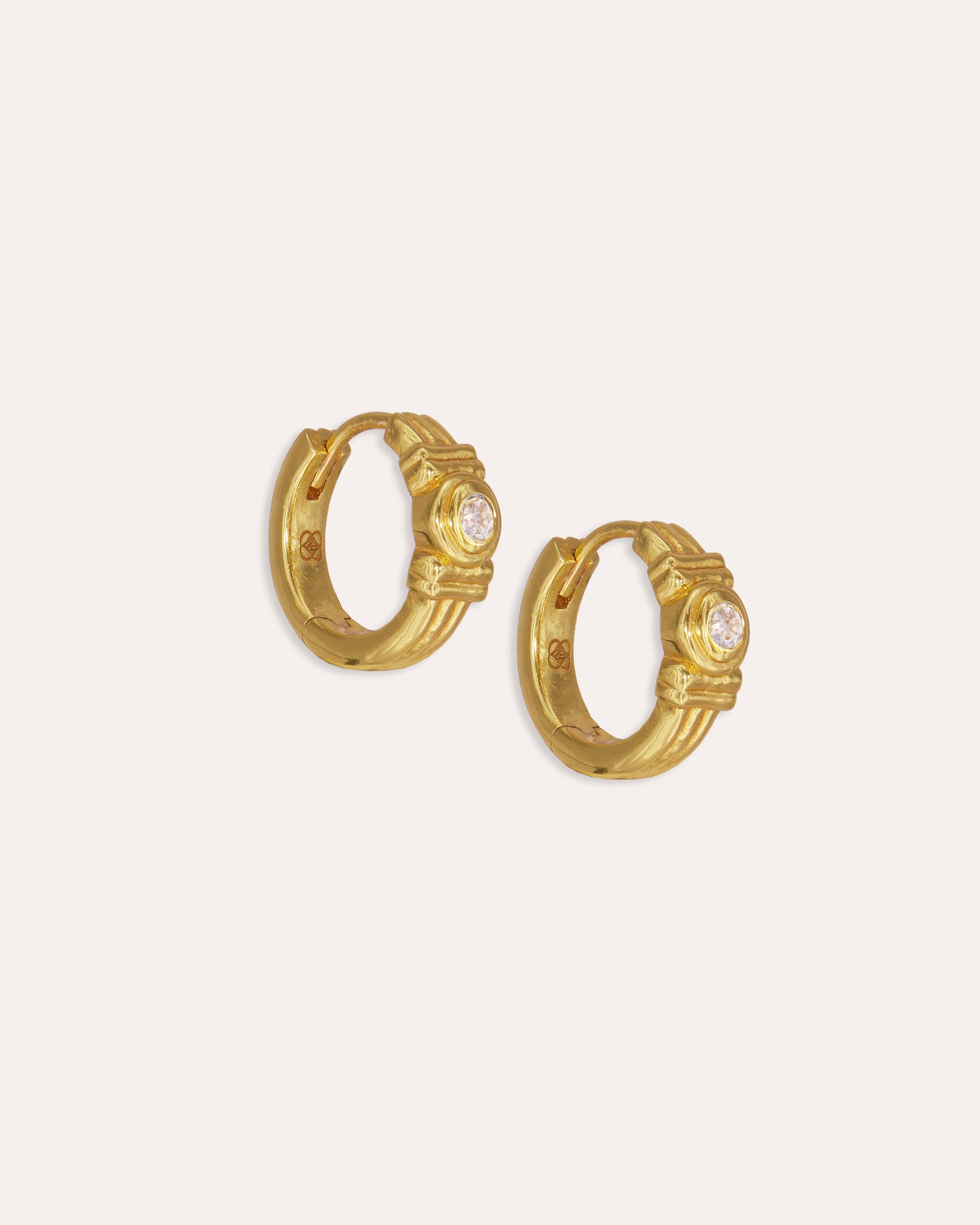 White Topaz Huggie Earrings | Sustainable Jewellery by Ottoman Hands