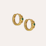 Emerald Green CZ Huggie Earrings  | Ottoman Hands Jewellery