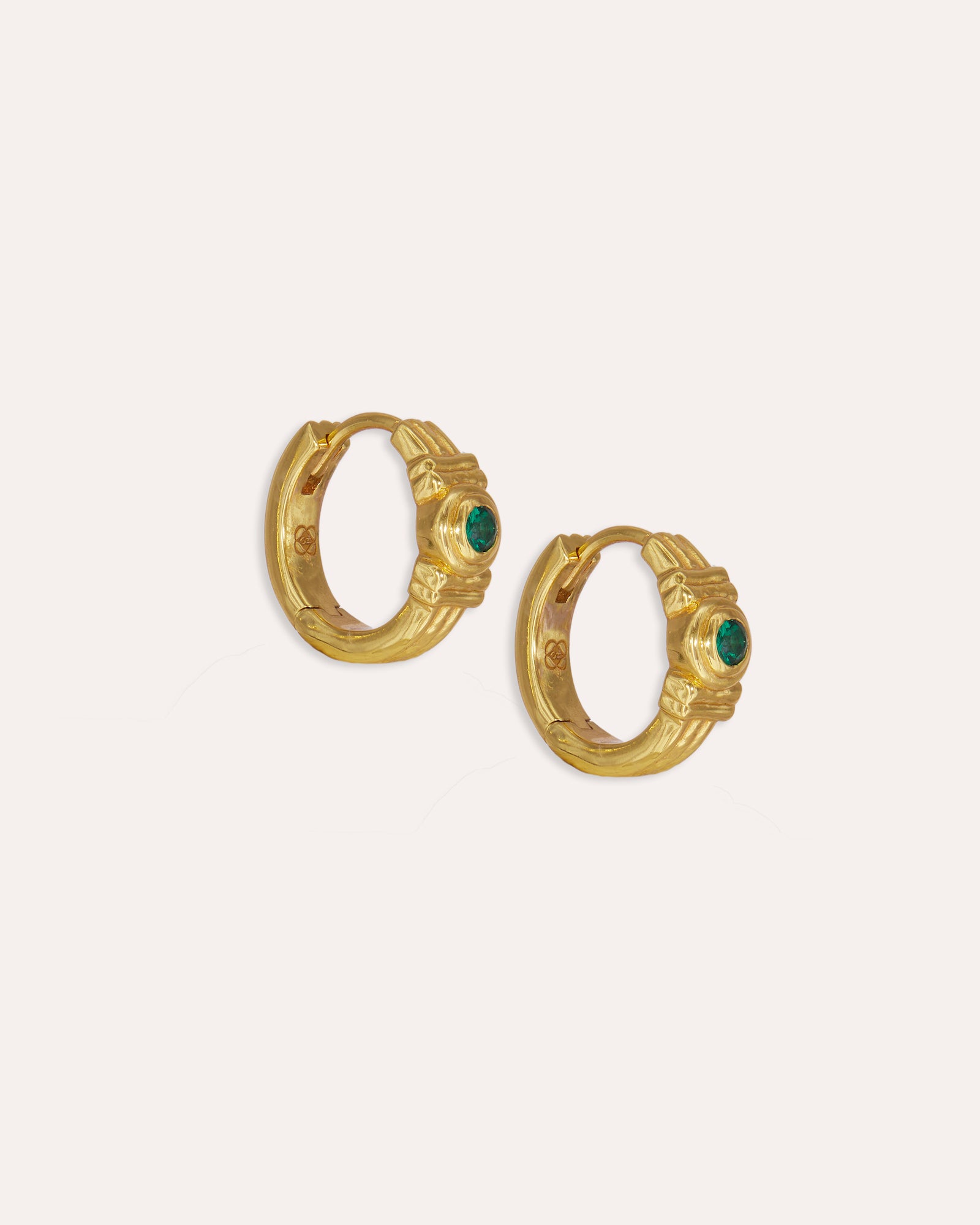 Emerald Green CZ Huggie Earrings  | Ottoman Hands Jewellery