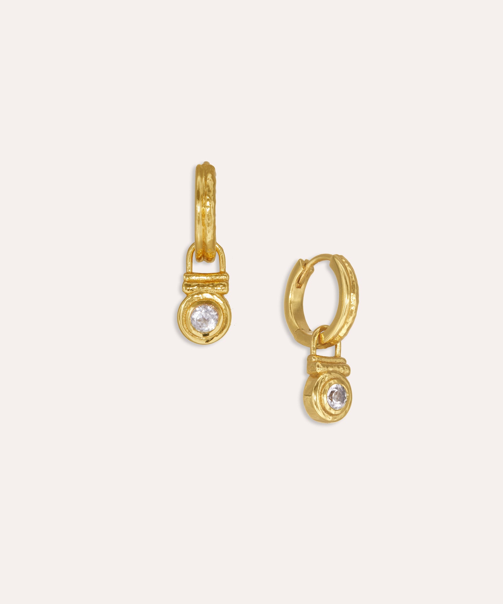 White Topaz Drop Huggie Earrings | Ottoman Hands Jewellery