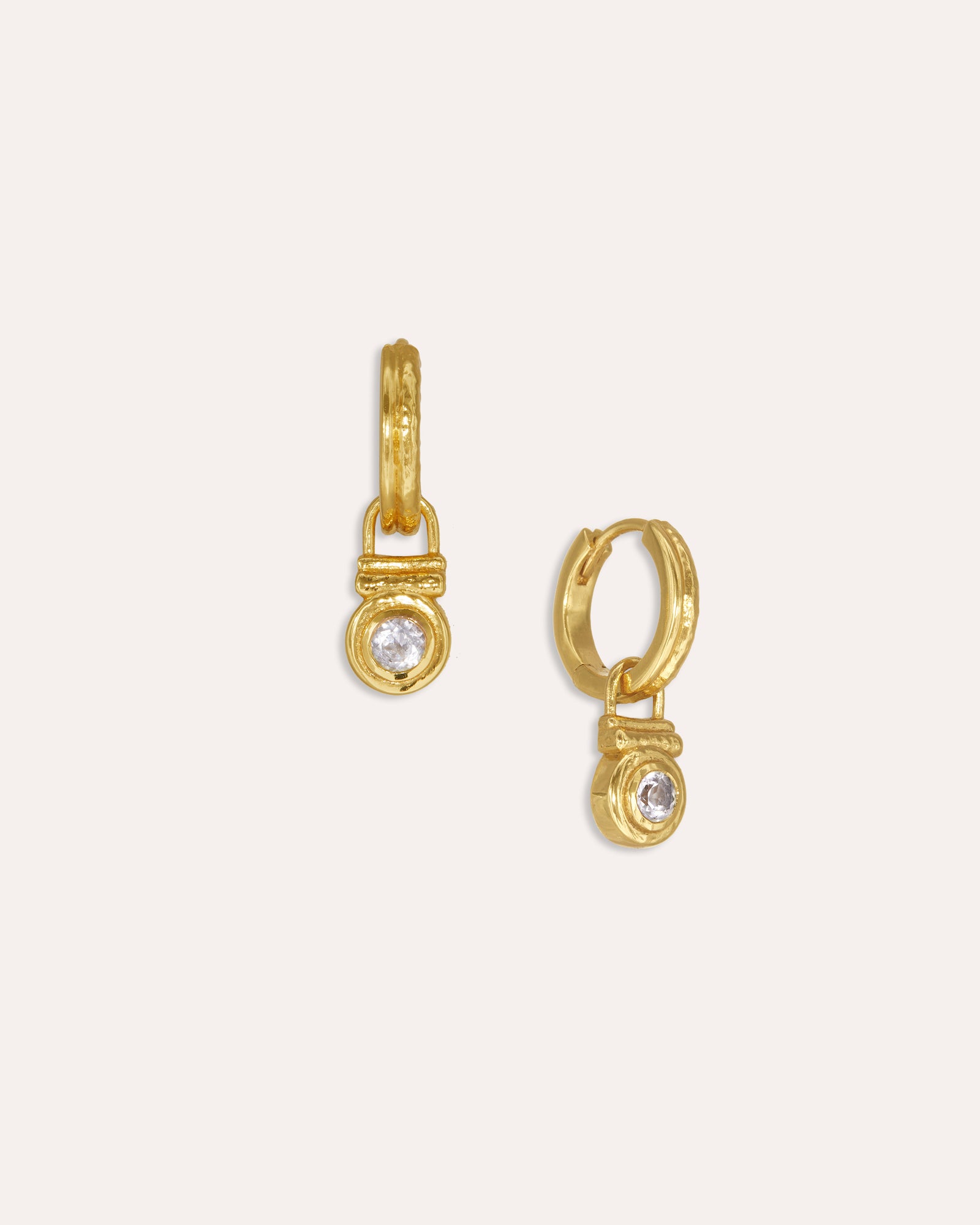 White Topaz Drop Huggie Earrings | Ottoman Hands Jewellery