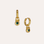 Emerald Green CZ Drop Huggie Earrings | Ottoman Hands Jewellery