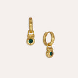 Emerald Green CZ Drop Huggie Earrings | Ottoman Hands Jewellery