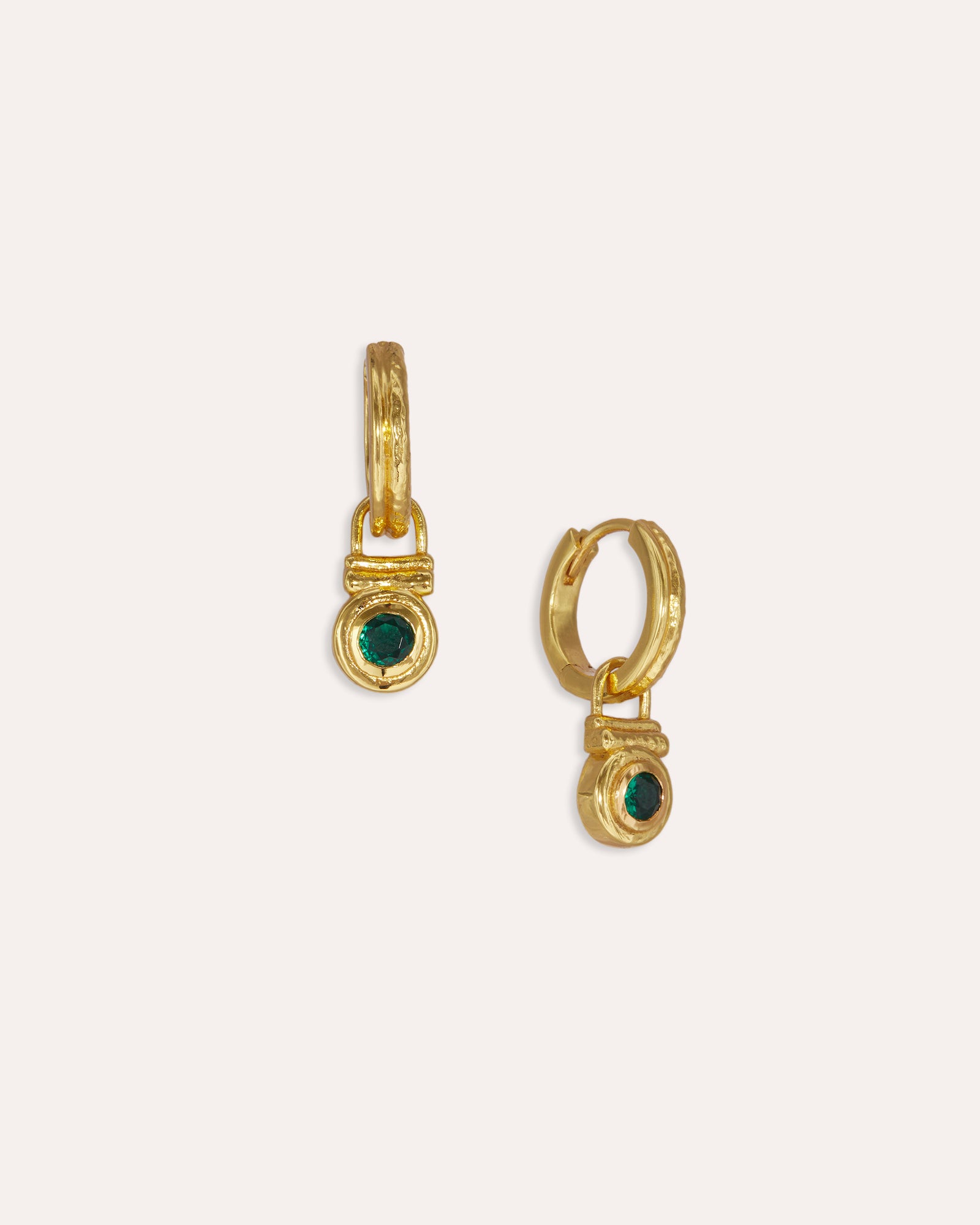 Emerald Green CZ Drop Huggie Earrings | Ottoman Hands Jewellery