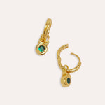 Emerald Green CZ Drop Huggie Earrings | Ottoman Hands Jewellery
