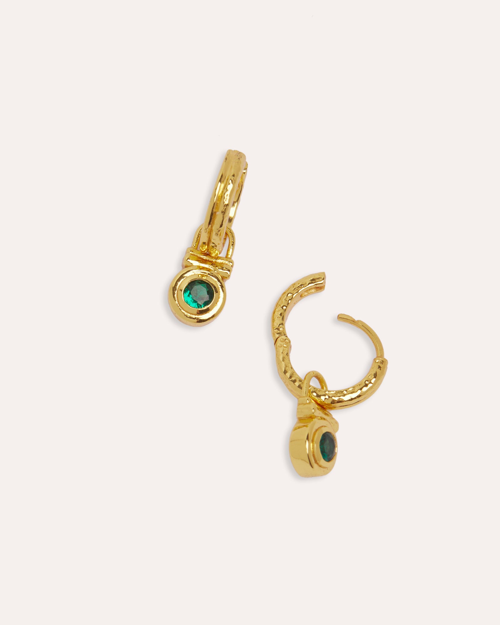 Emerald Green CZ Drop Huggie Earrings | Ottoman Hands Jewellery