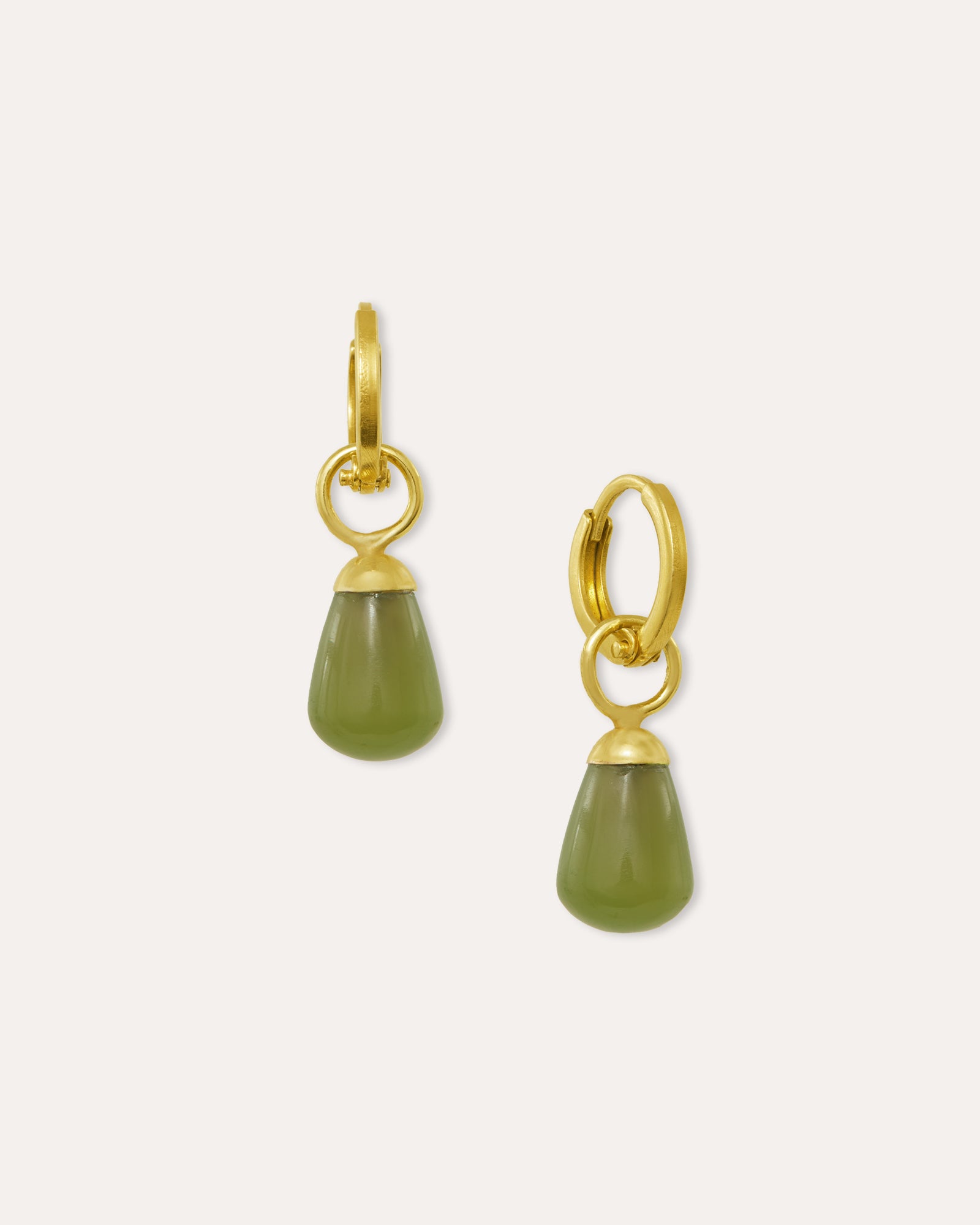 Esin Green Agate Huggie Hoop Earrings | Sustainable Jewellery by Ottoman Hands