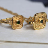 Emerald Green CZ Wax Seal Rotating Necklace