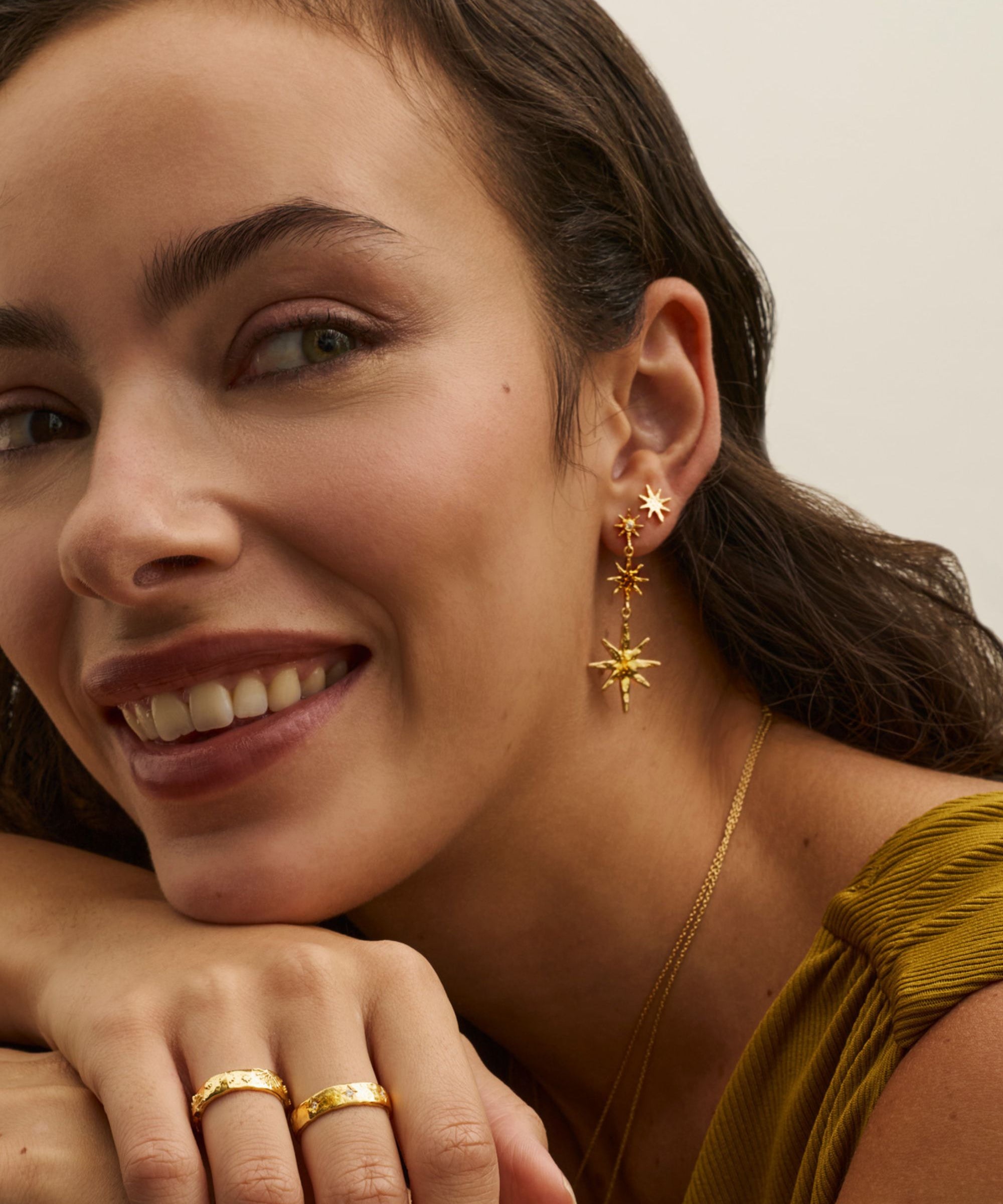 Triple Star Drop Earrings | Sustainable Jewellery by Ottoman Hands