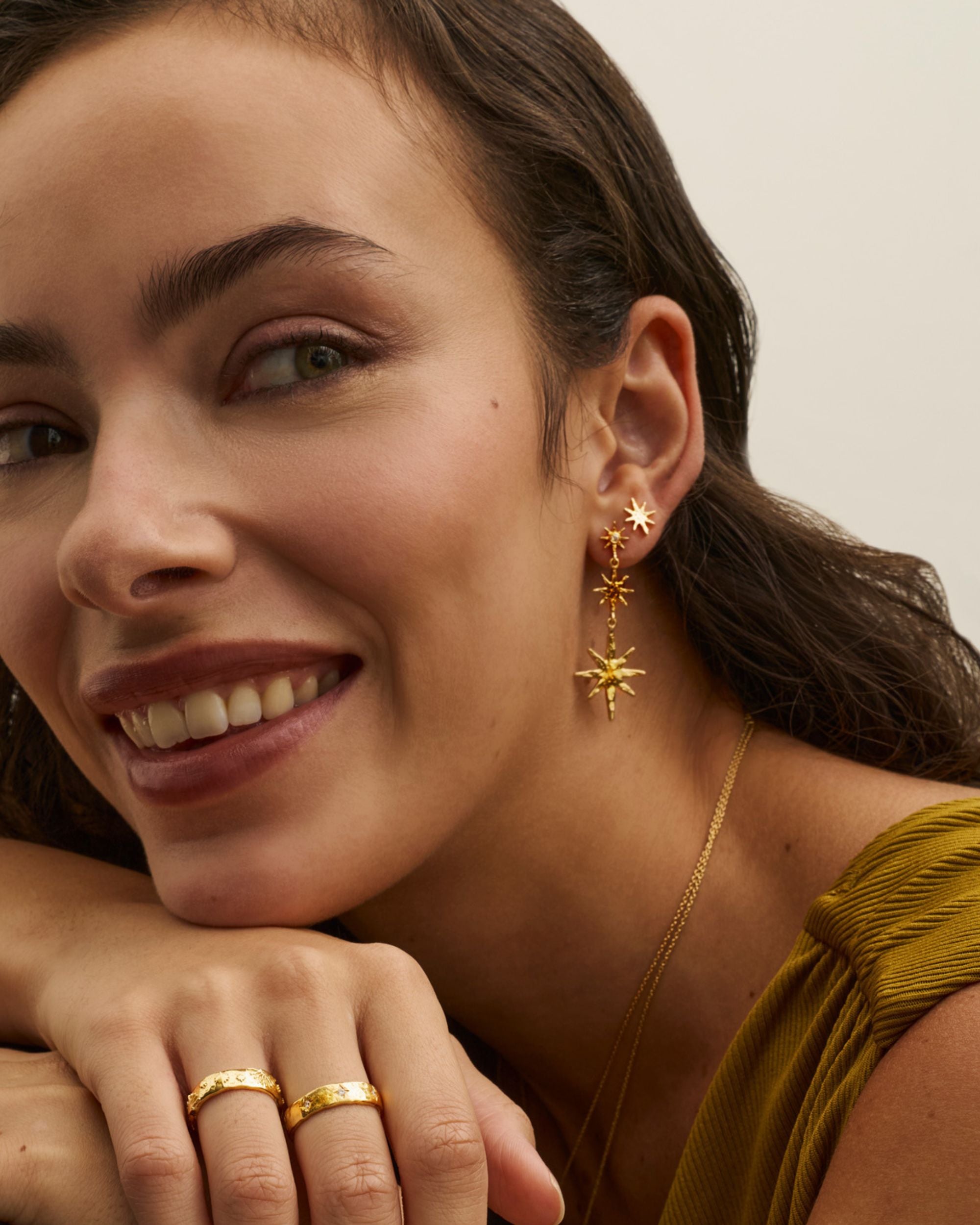 Triple Star Drop Earrings | Sustainable Jewellery by Ottoman Hands