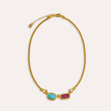 Turquoise and Ruby Chain Necklace | Sustainable Jewellery by Ottoman Hands