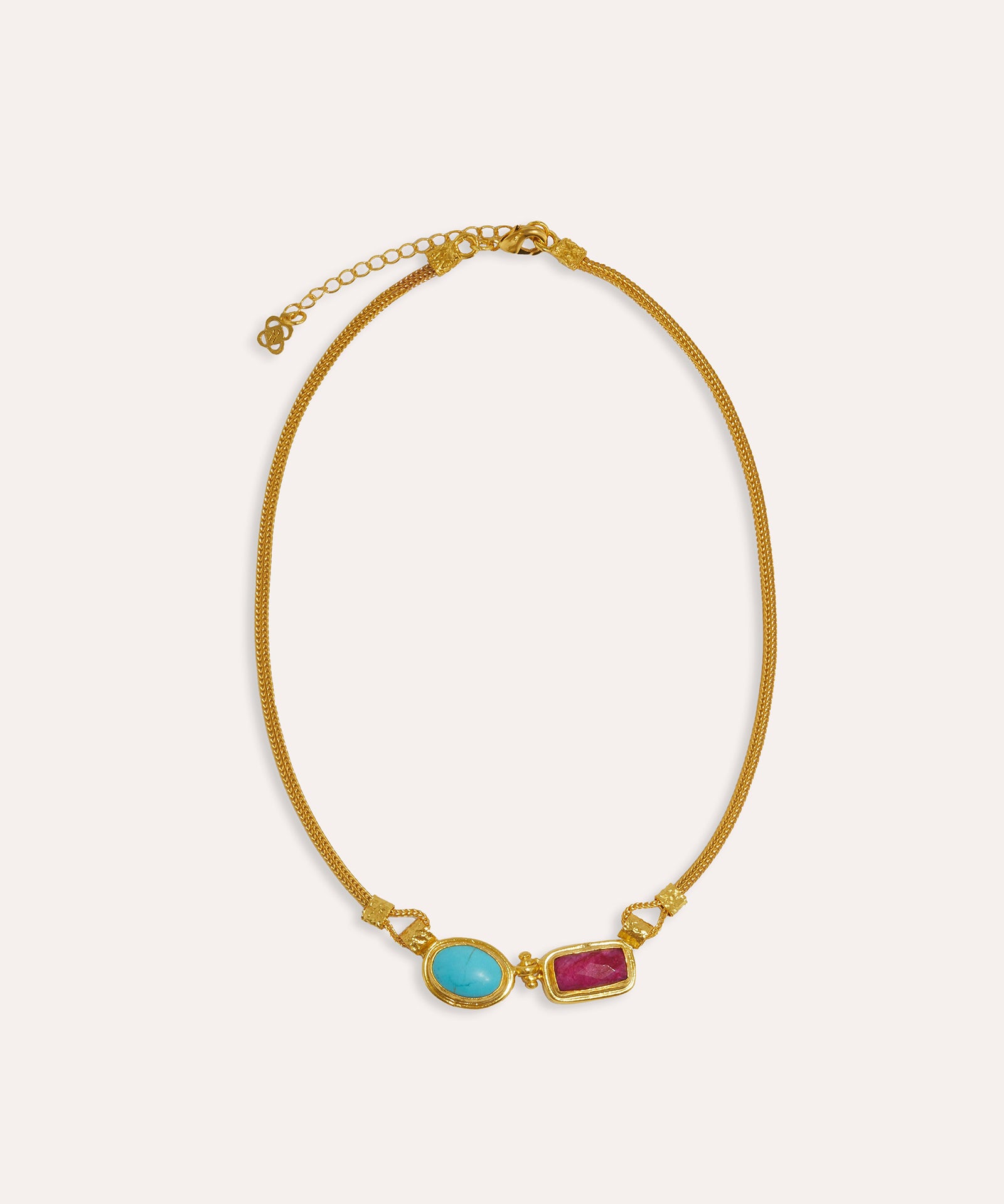 Turquoise and Ruby Chain Necklace | Sustainable Jewellery by Ottoman Hands
