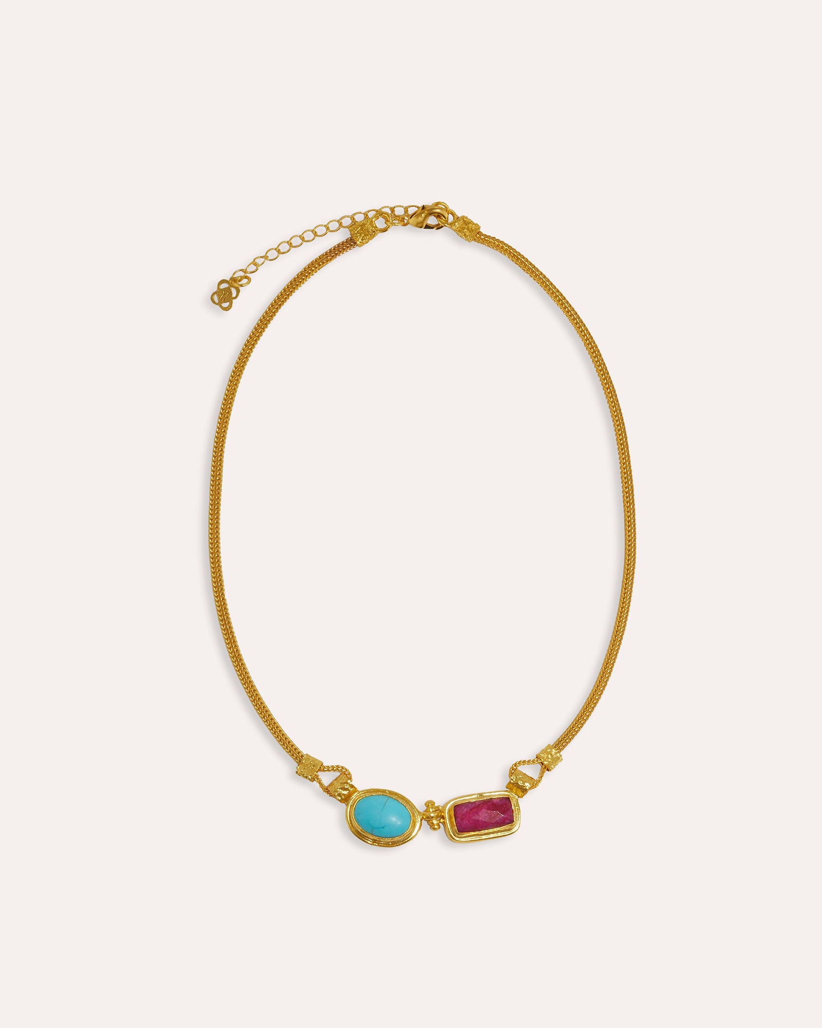 Turquoise and Ruby Chain Necklace | Sustainable Jewellery by Ottoman Hands