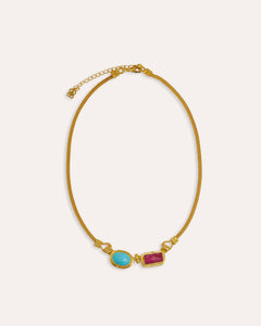 Turquoise and Ruby Chain Necklace | Sustainable Jewellery by Ottoman Hands