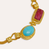 Turquoise and Ruby Chain Necklace | Sustainable Jewellery by Ottoman Hands