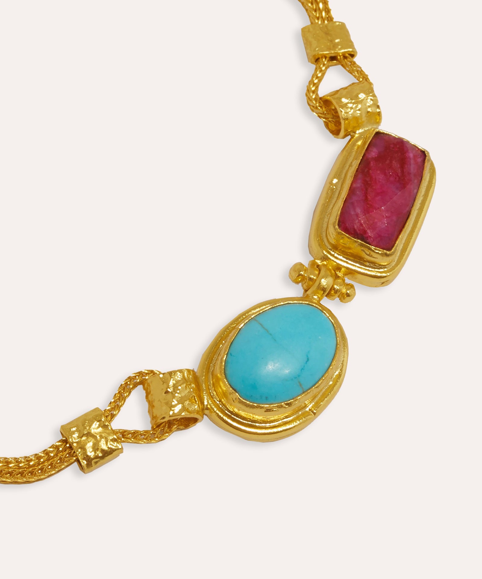 Turquoise and Ruby Chain Necklace | Sustainable Jewellery by Ottoman Hands