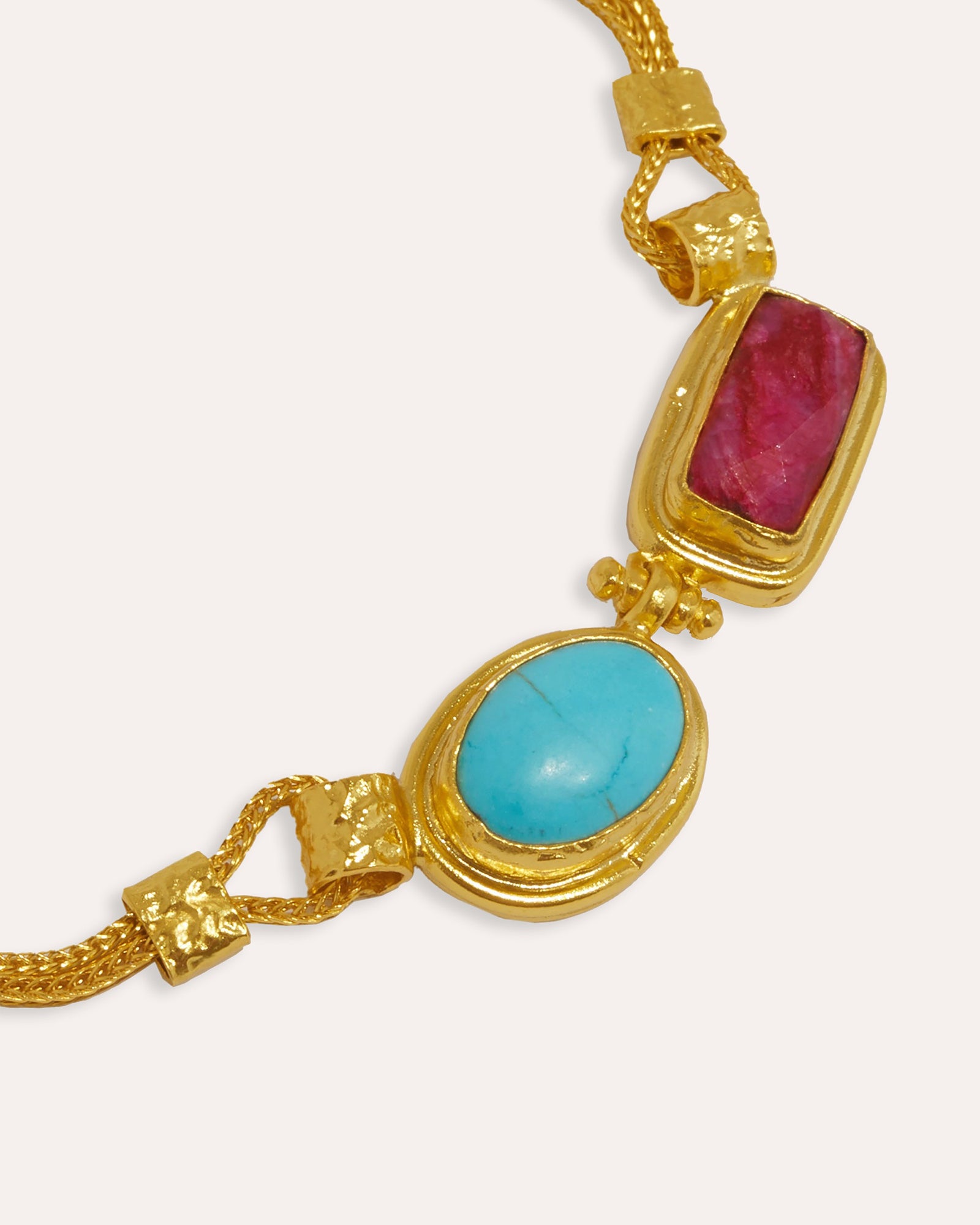 Turquoise and Ruby Chain Necklace | Sustainable Jewellery by Ottoman Hands