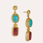 Turquoise and Ruby Drop Earrings | Sustainable Jewellery by Ottoman Hands
