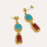 Turquoise and Ruby Drop Earrings | Sustainable Jewellery by Ottoman Hands