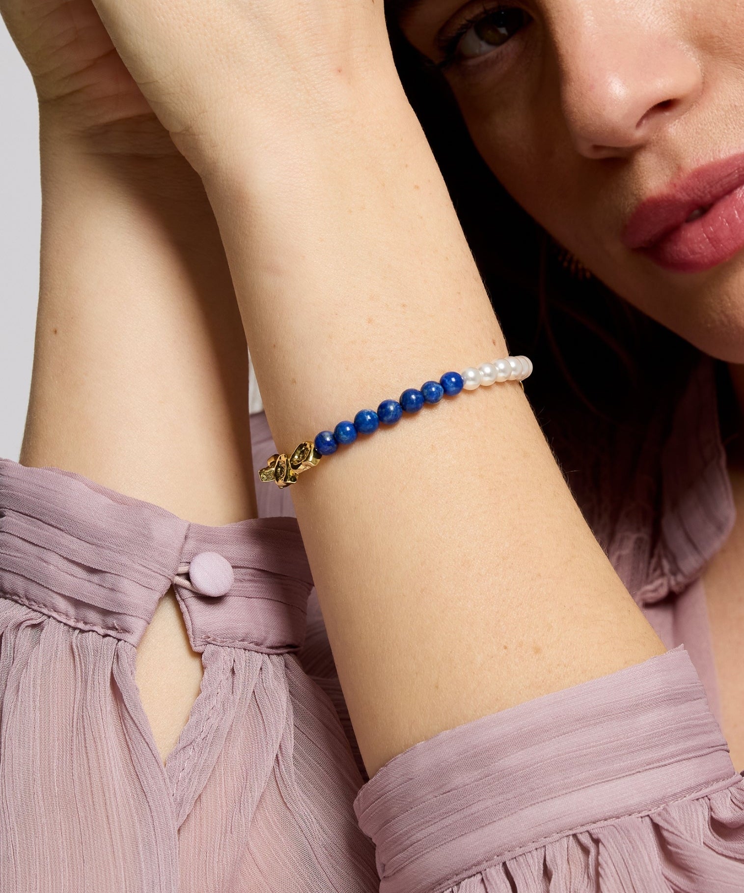 Waterproof Lapis and Pink Jade Beaded Bracelet | Sustainable Jewellery by Ottoman Hands