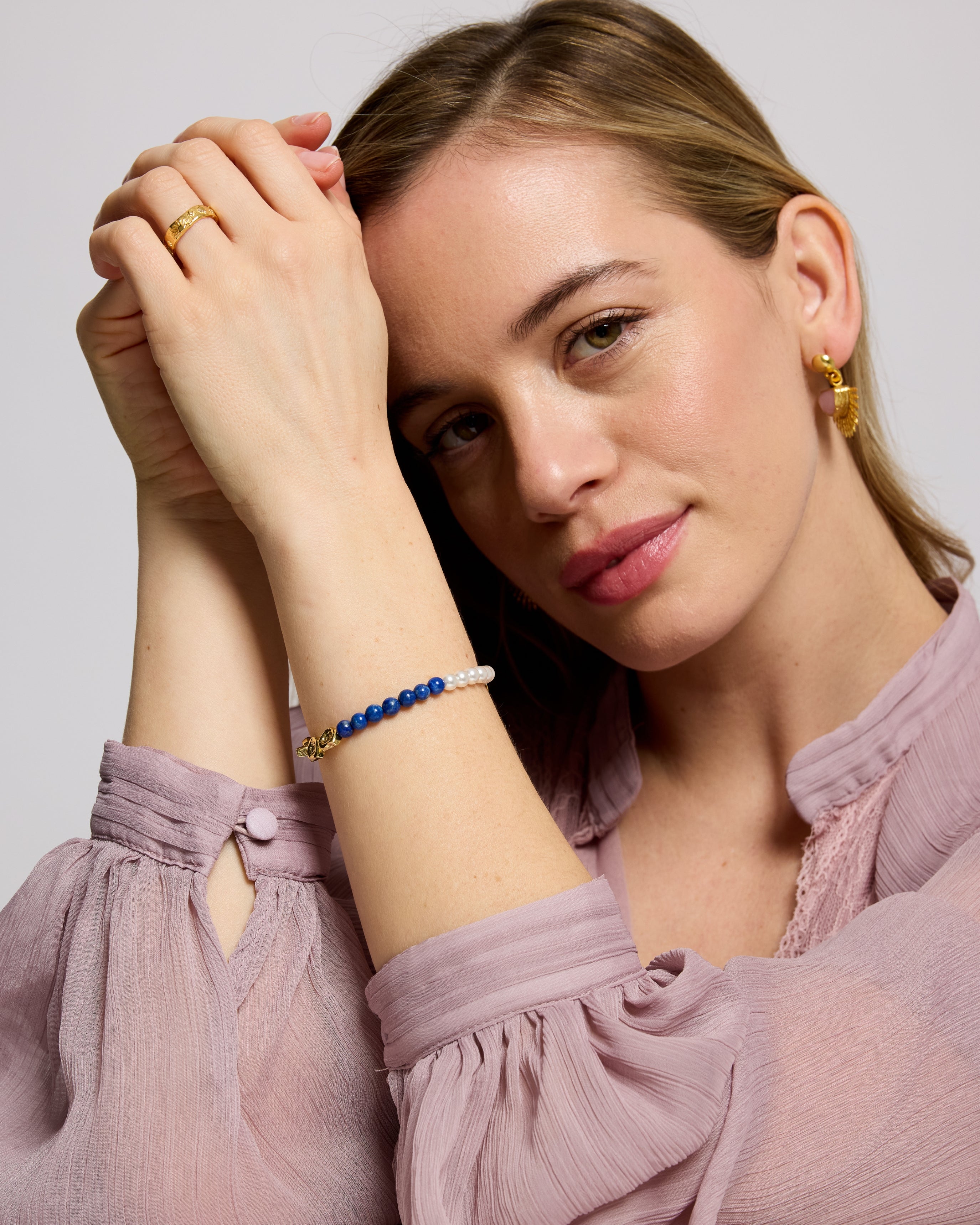 Waterproof Lapis and Pink Jade Beaded Bracelet | Sustainable Jewellery by Ottoman Hands