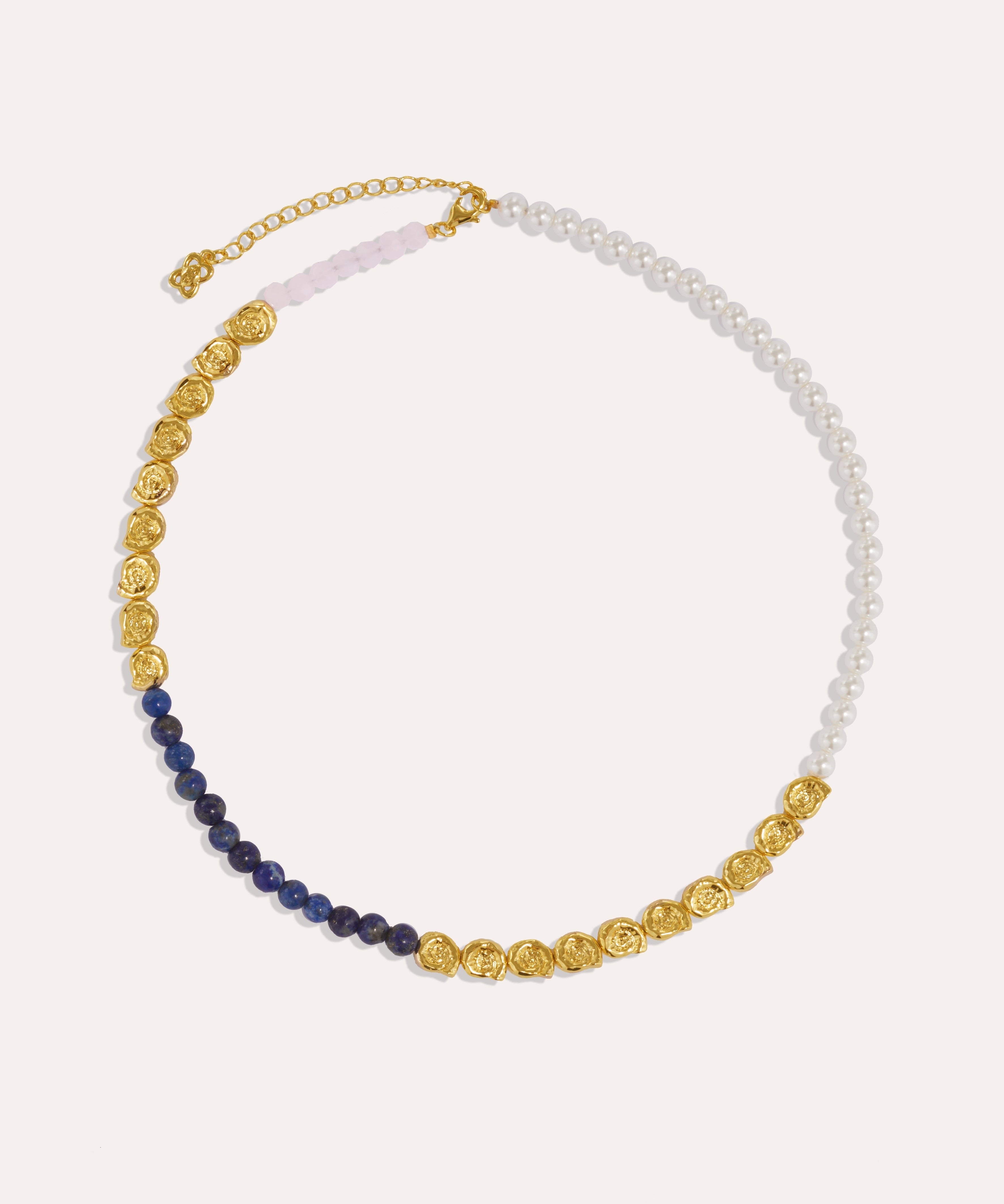 Waterproof Lapis and Pink Jade Beaded Necklace | Sustainable Jewellery by Ottoman Hands
