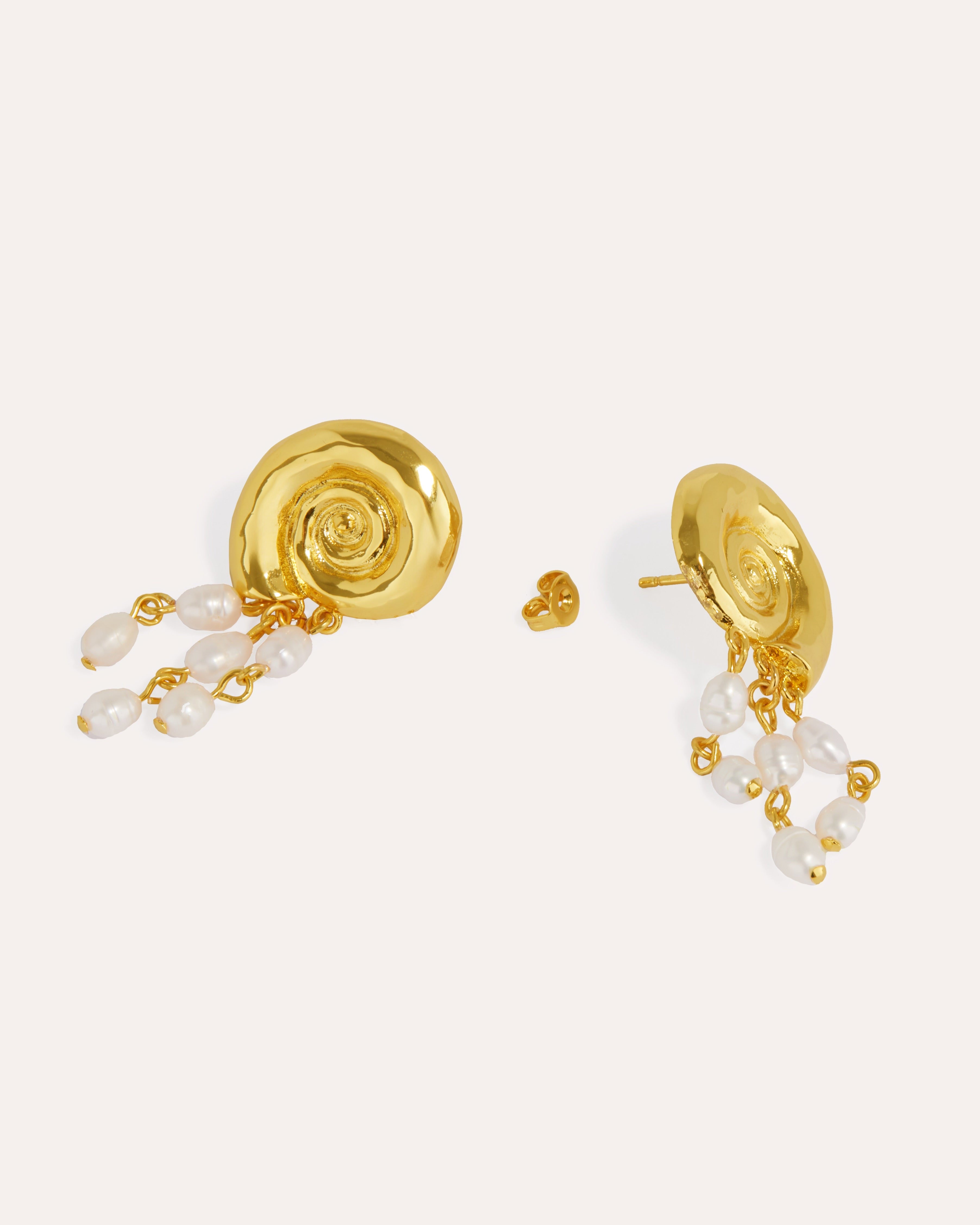 Waterproof Shell Pearl Beaded Stud Earrings | Sustainable Jewellery by Ottoman Hands