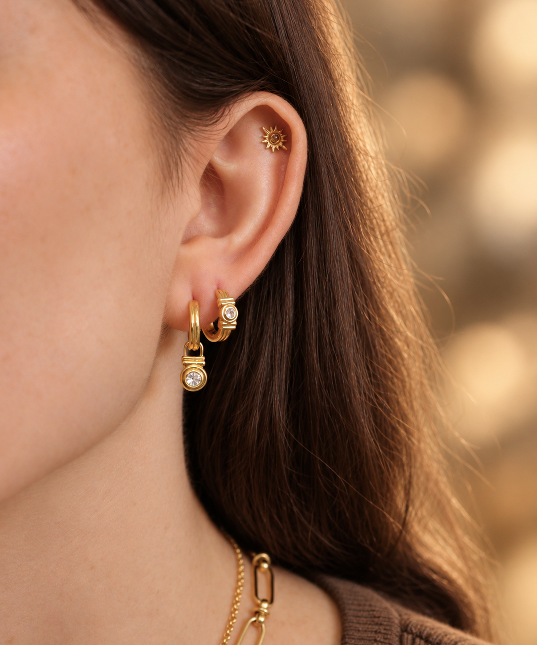 White Topaz Tennis Earring Set