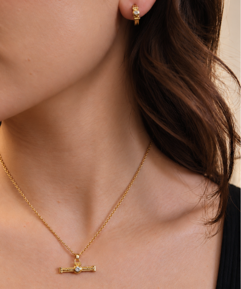 White Topaz Tennis T-Bar Set