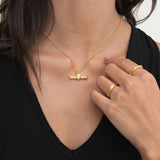 White Topaz Tennis T-Bar Necklace | Sustainable Jewellery by Ottoman Hands