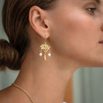 Zahra Pearl Evil Eye Drop Earrings | Sustainable Jewellery by Ottoman Hands