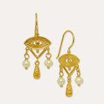 Zahra Pearl Evil Eye Drop Earrings | Sustainable Jewellery by Ottoman Hands