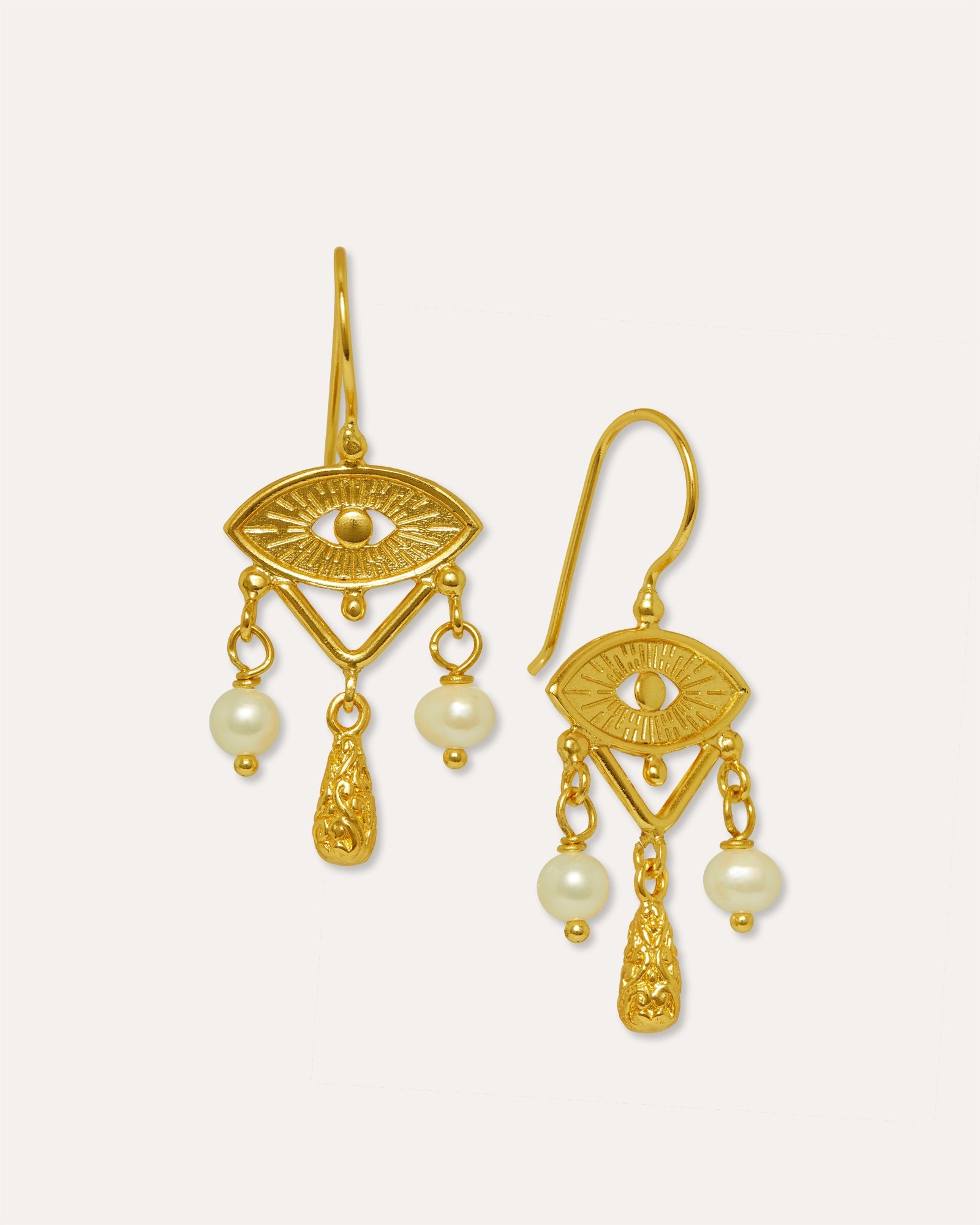 Zahra Pearl Evil Eye Drop Earrings | Sustainable Jewellery by Ottoman Hands
