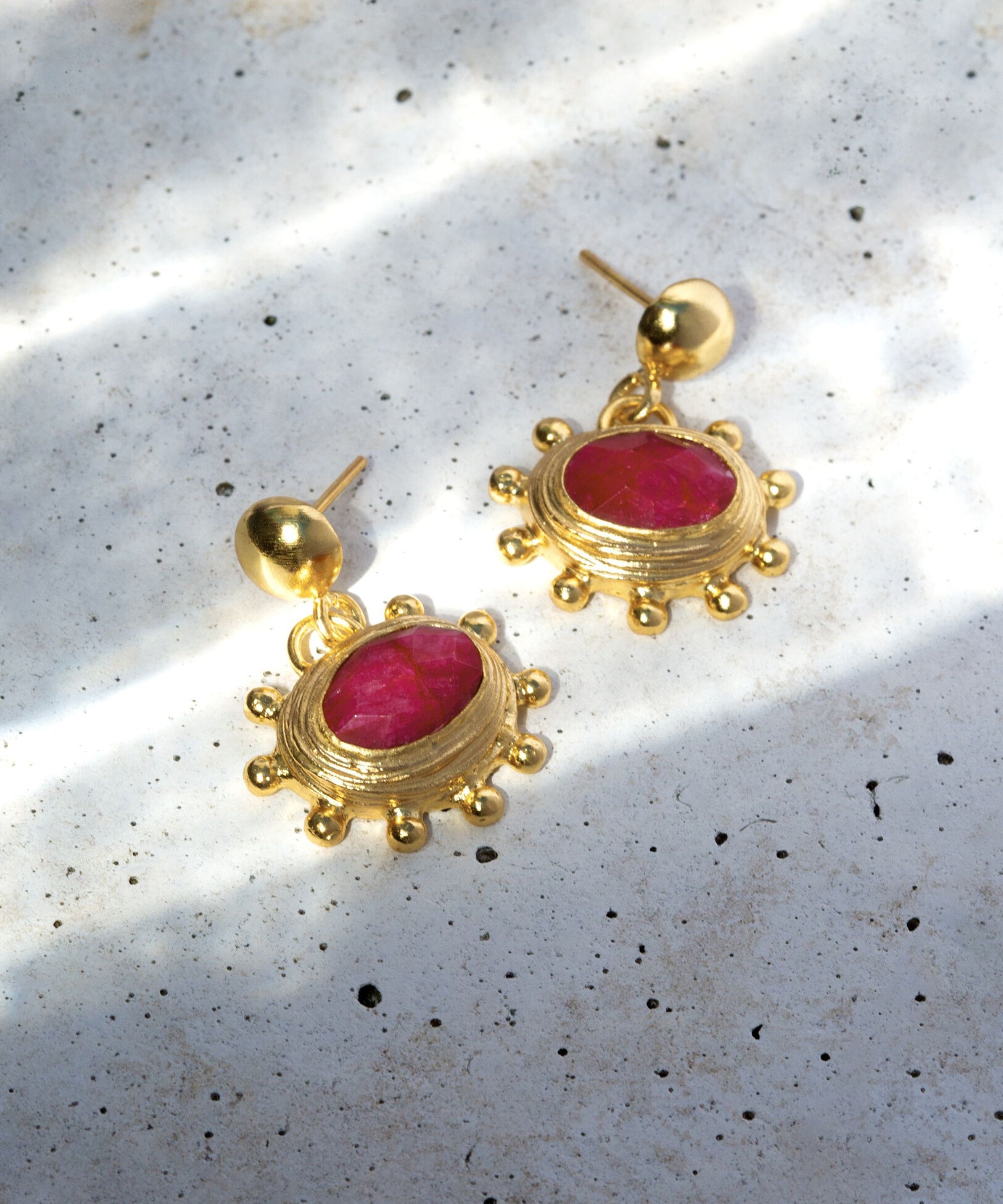 Zand Ruby Drop Earrings | Sustainable Jewellery by Ottoman Hands