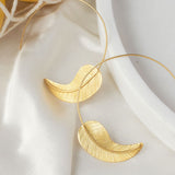 Gold Feather Pull Through Hoop Earrings