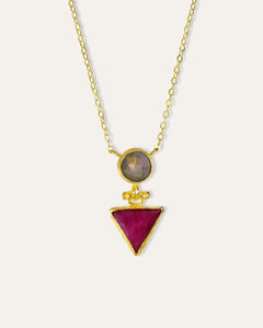 Hydra Labradorite and Ruby Pendant Necklace | Sustainable Jewellery by Ottoman Hands