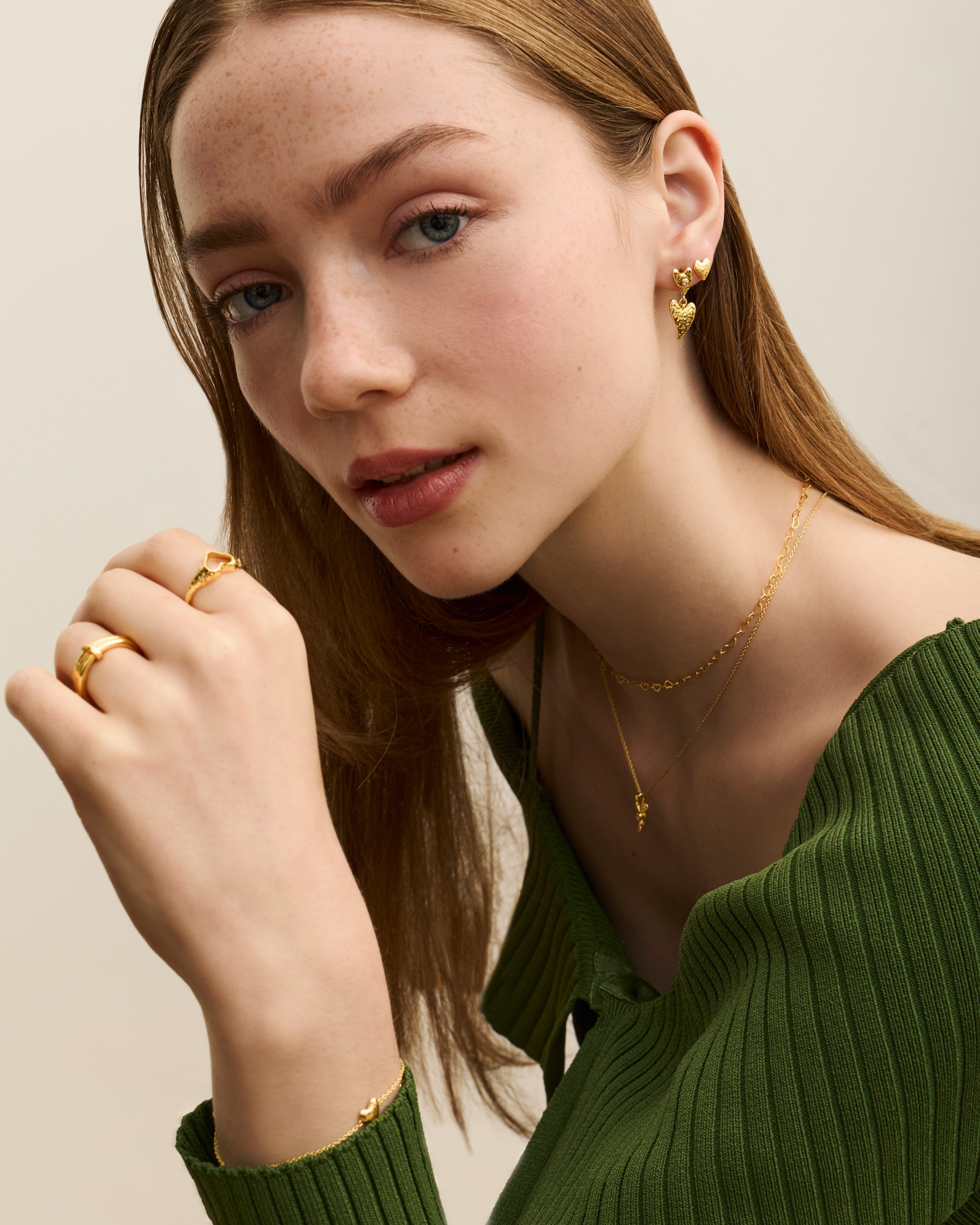 Evil Eye Heart Drop Stud Earrings - Gold | Ottoman Hands