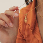 Moon Face Gold Pendant Necklace