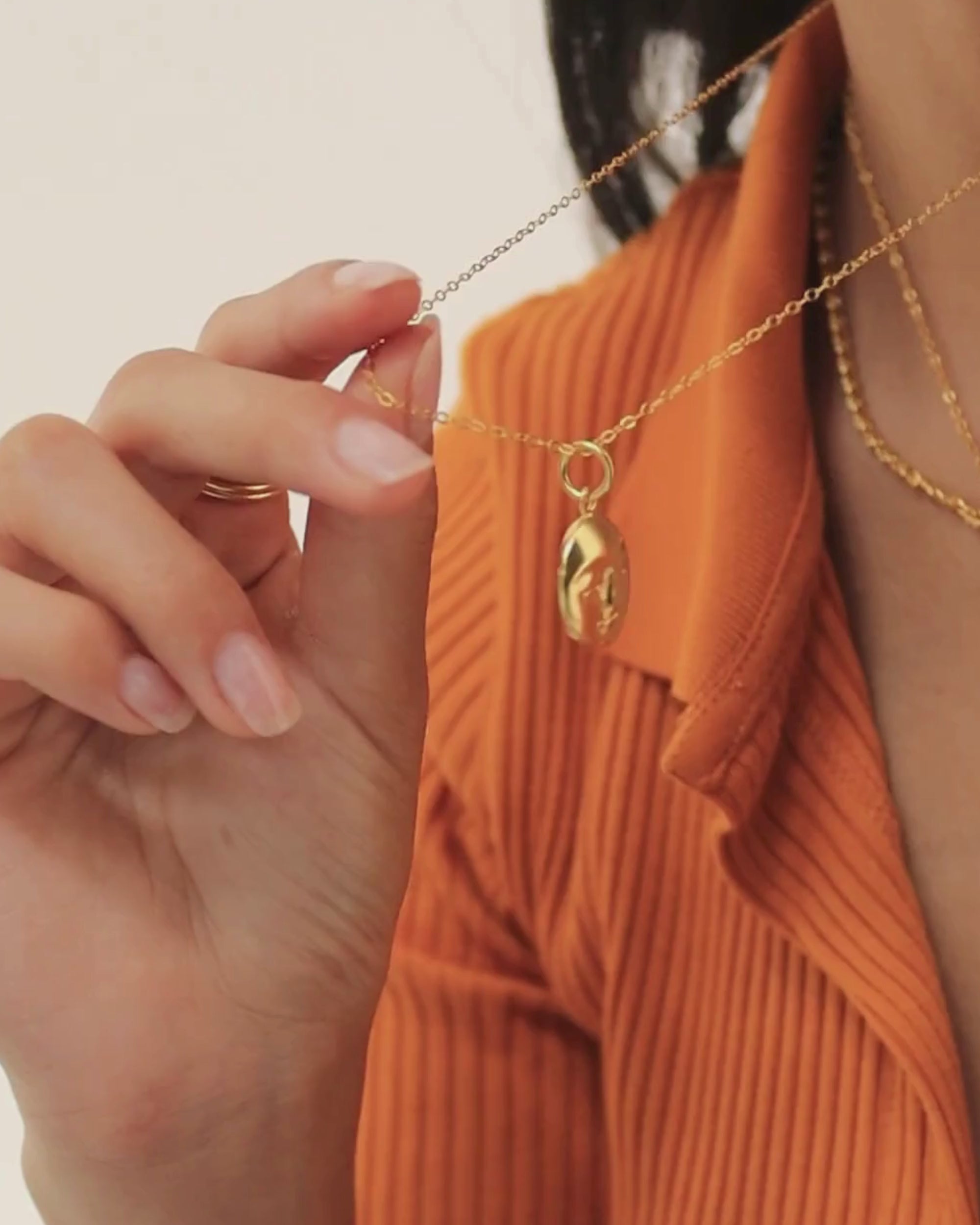 Moon Face Gold Pendant Necklace