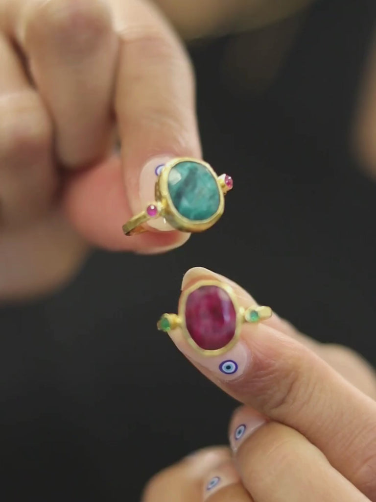 Lucia ruby Cocktail Ring | Ottoman hands
