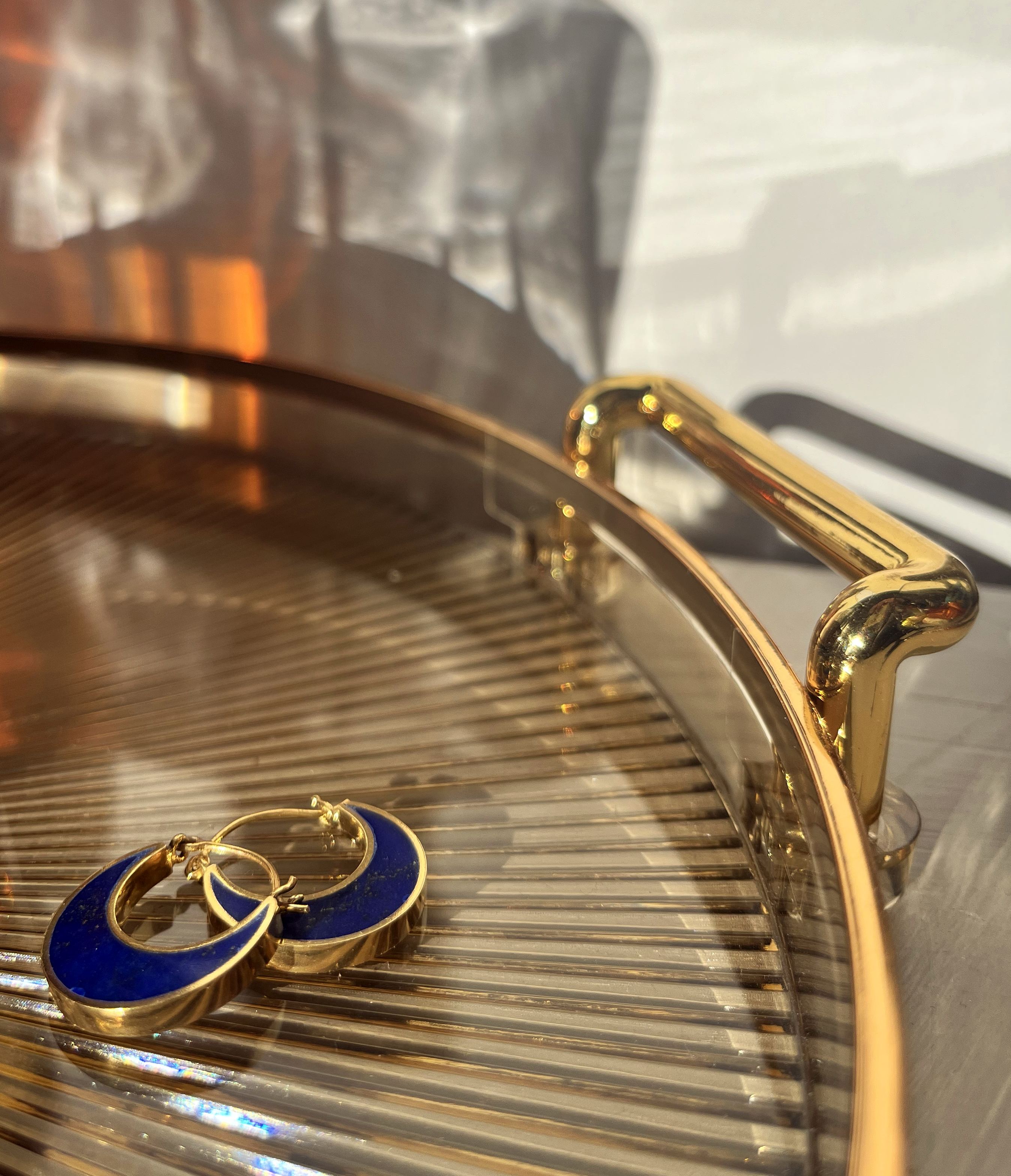 Farah Lapis Crescent Moon Hoop Earrings | Sustainable Jewellery by Ottoman Hands