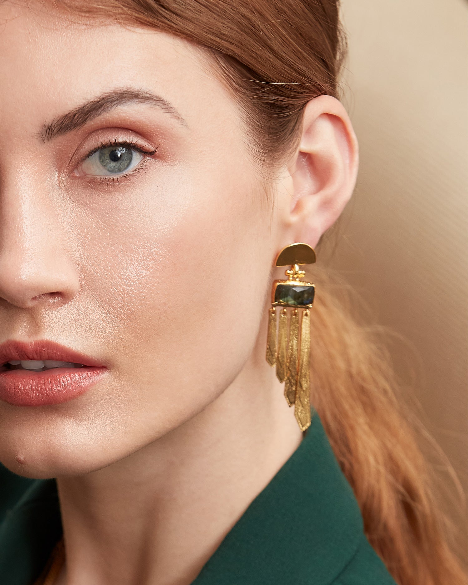 Erte Labradorite Drop Earrings | Sustainable Jewellery by Ottoman Hands
