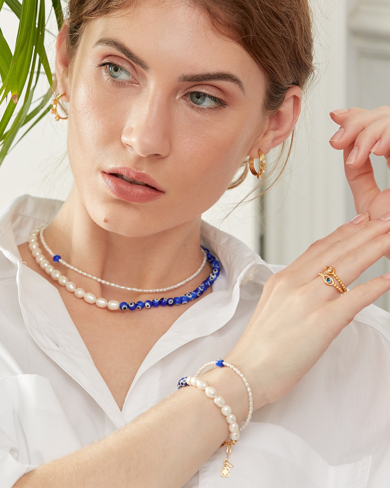 Dora Evil Eye and Pearl Beaded Bracelet | Sustainable Jewellery by Ottoman Hands
