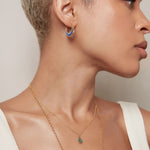 Farah Lapis Crescent Moon Hoop Earrings | Sustainable Jewellery by Ottoman Hands